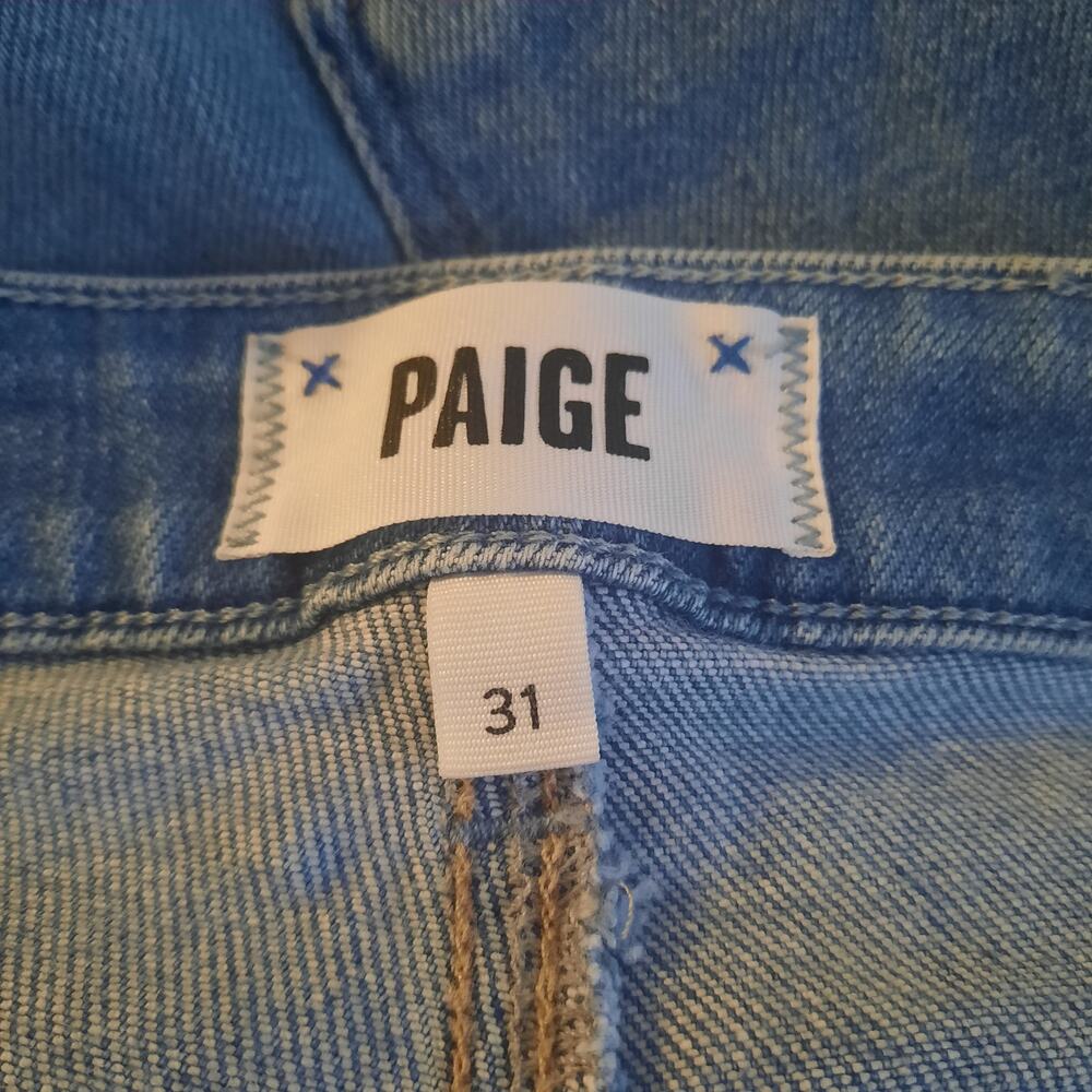 Paige Cindy Womens Stringy Hem Straight Jeans in Music Distressed Size 31 - Picture 4 of 8